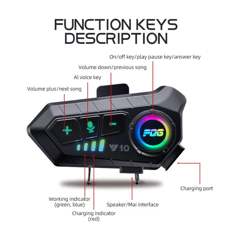 Fone de Ouvido para Capacete bluetooth 5.3 Prova da água