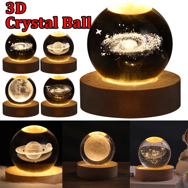 Luminária Bola de Crystal 3D Galaxy